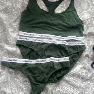 Calvin Klein Green Bralette and 2 undies Set